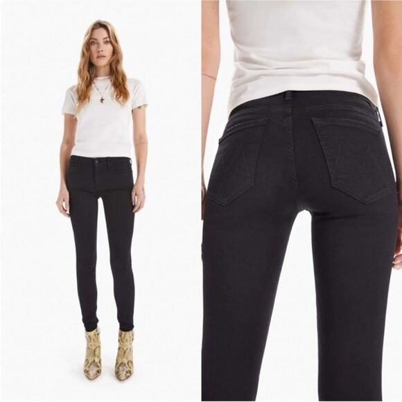 Mother Denim Black The Looker Not Guilty Black Skinny Jeans Size 32 Stretch - Picture 3 of 14